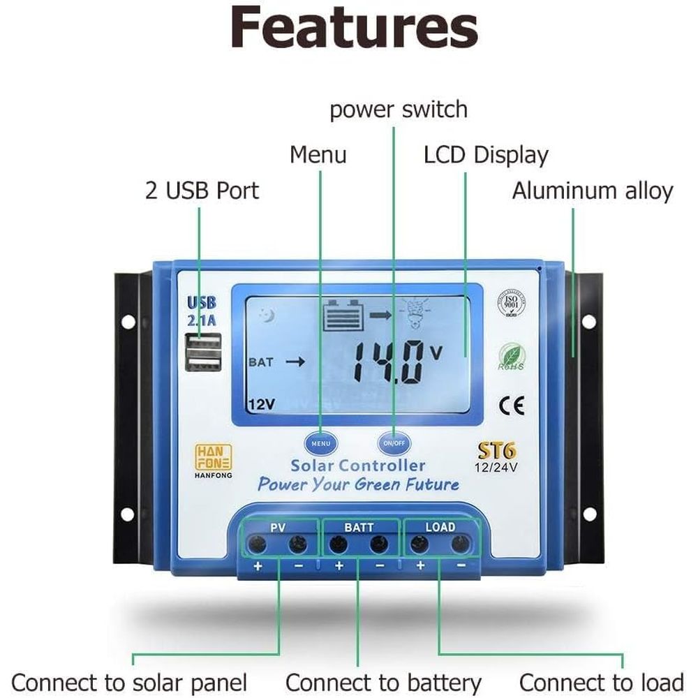 60A Solar Charge Controller 12 - Solar Panel recensie en prijs