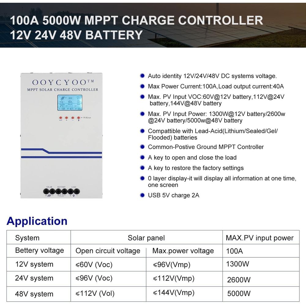 100 Amp MPPT Solar Charge Cont - Solar Panel recensie en prijs